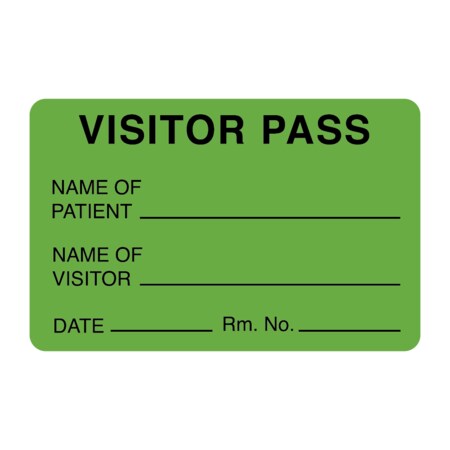 Nevs Visitor Pass - Name Of Patient/Visitor 1-15/16" x 3" VP-Green
